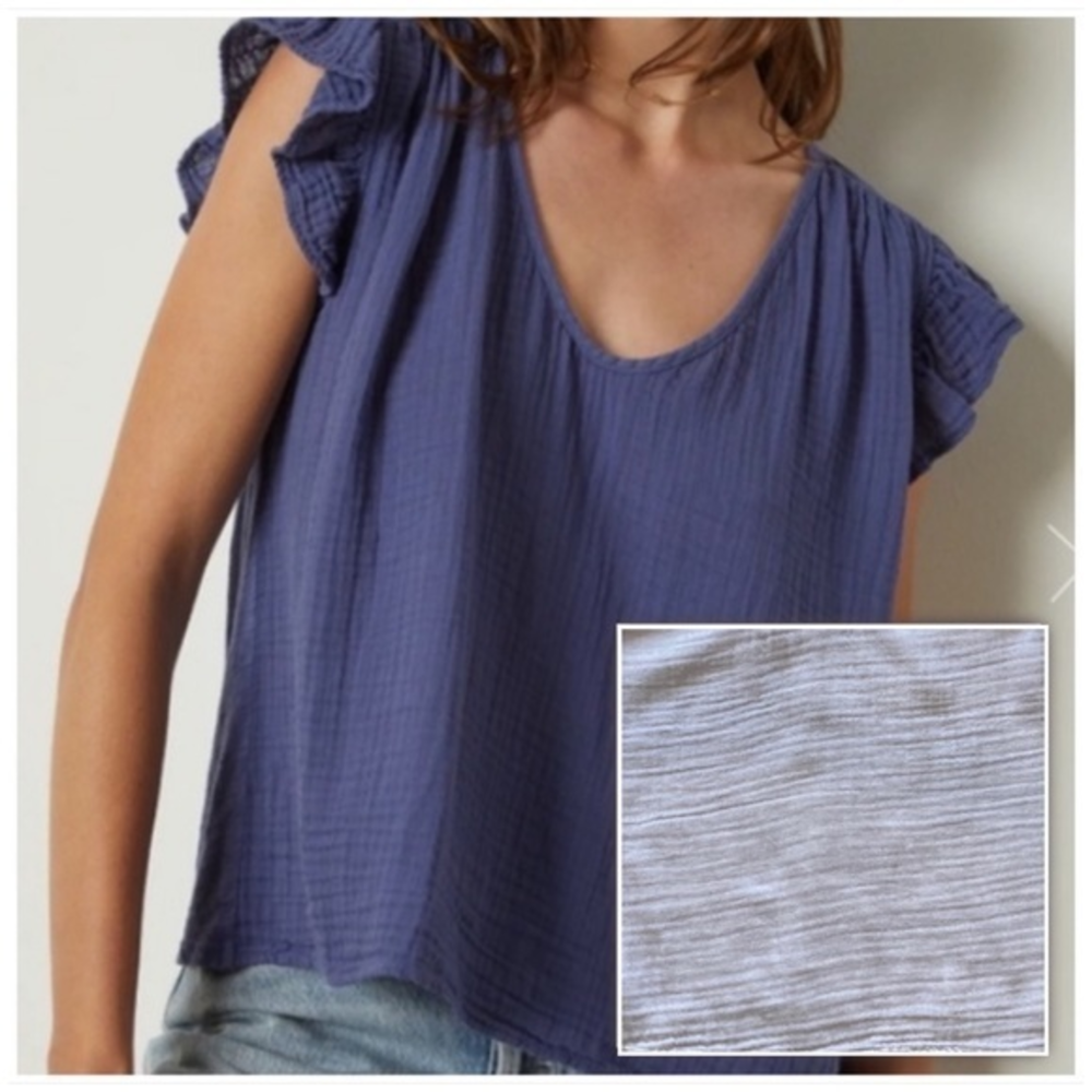 Velvet Remi Ruffle‎ Sleeve Top Light Violet XS
